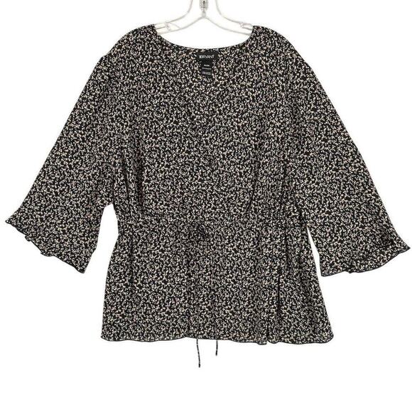 Lane Bryant Top Women Plus Size 26 Ditzy Floral Flare Sleeve Boho Peasant Flowy - Picture 1 of 13